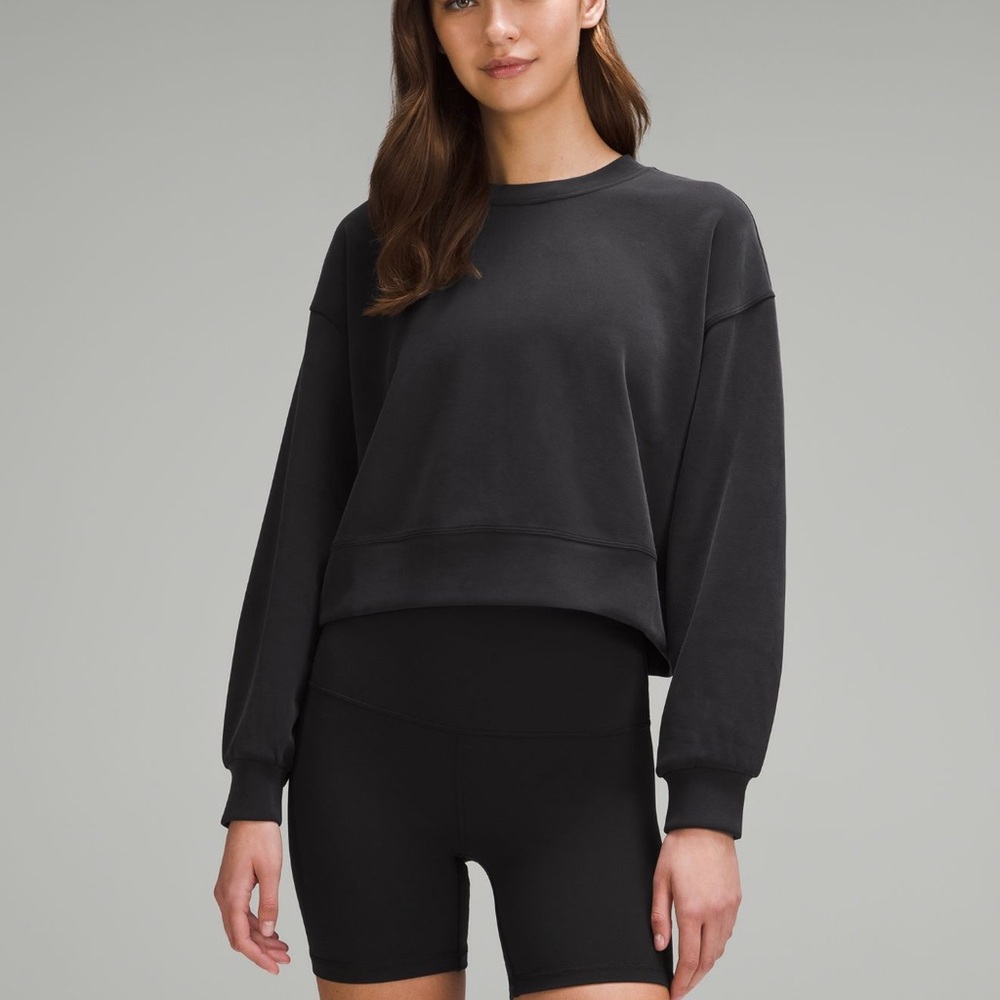 lululemon athletica Black Cropped Crewneck Sweatshirt